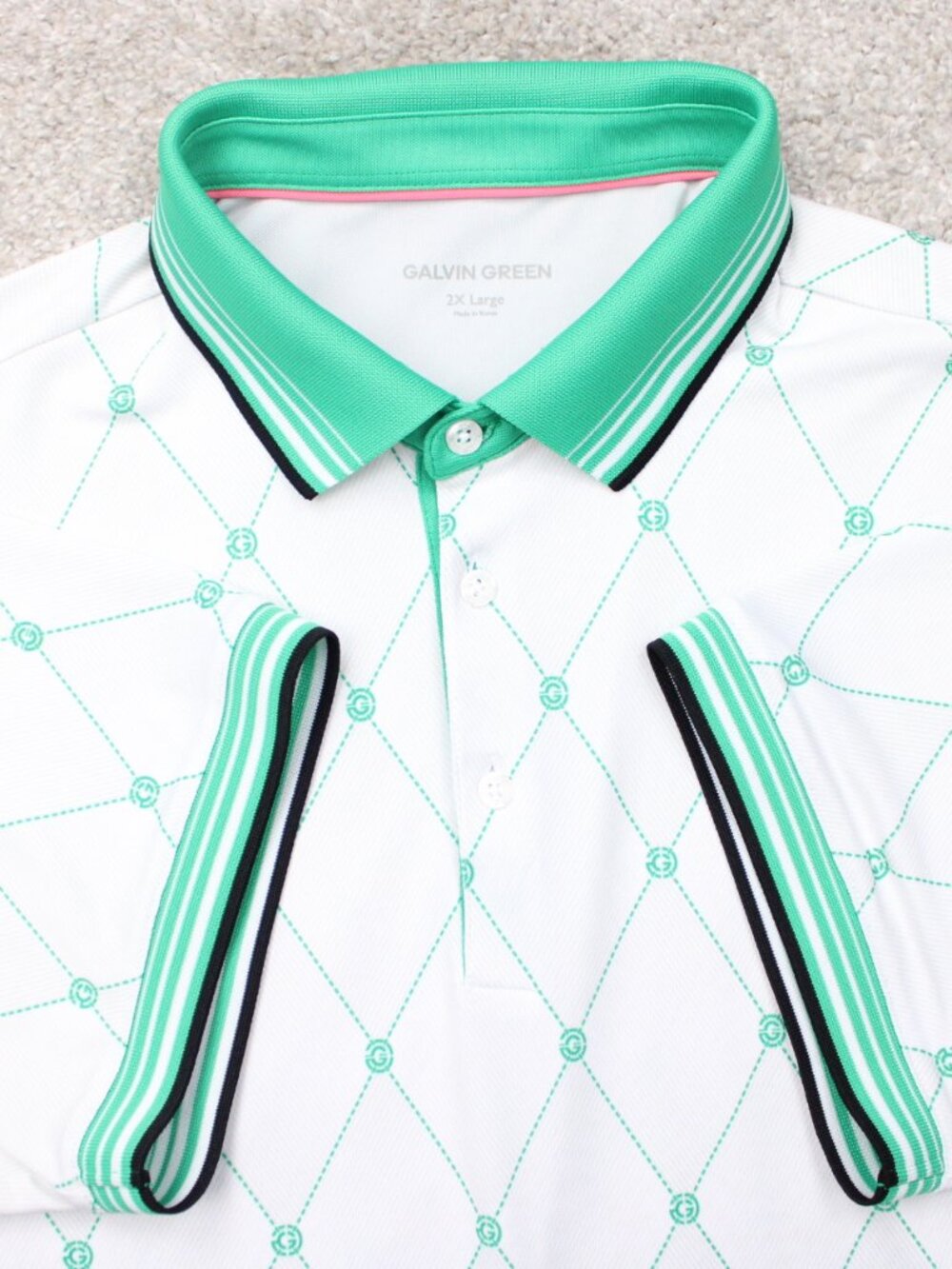 Galvin Green AOP Polo Shirt Mens 2XL Green/White Miguel "G" All Over Print S/S